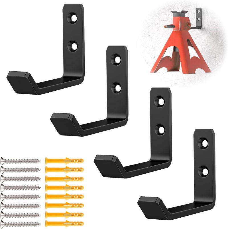 lcusepu Jack Stand Wall Mount Organizer, Car Jack Stands Wall Hooks for Hanging, Universal Upgrade Designed Garage Hook, Heavy Duty Hooks Fits 2 & 3 & 4 & 5 & 6 Ton Heavy Duty Jack Stands (4 Pack) - Image 1